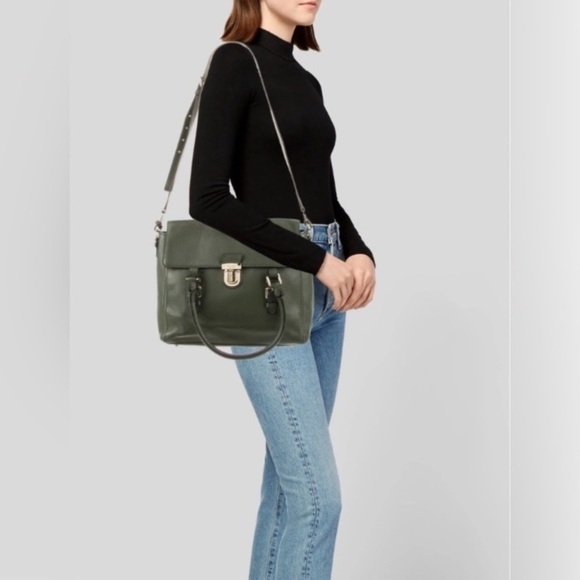 Kate Spade Lola Avenue Green Olive Army Leather Satchel Bag - Picture 1 of 9